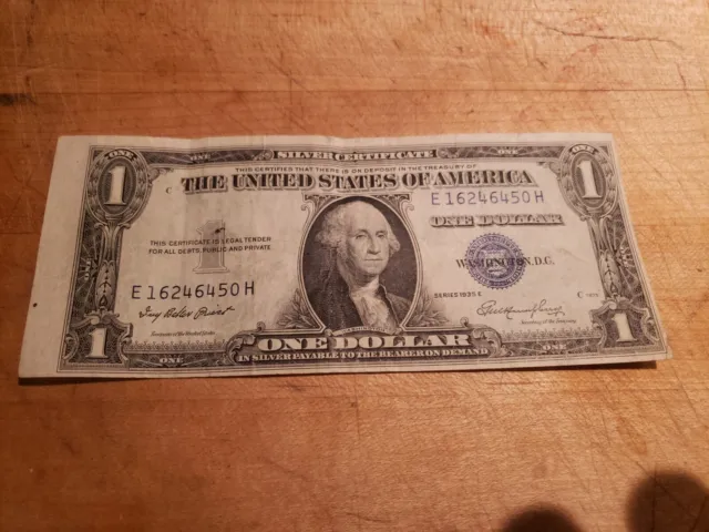 Series 1935 E Blue Seal $1.00 One Dollar Silver Certificate Note OFF CENTER