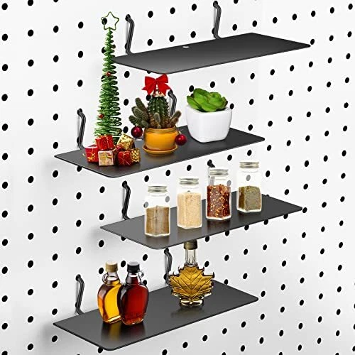 4 Pack Pegboard Shelves Wall Organizer Peg Board Shelf Brackets Pegboard Stee...