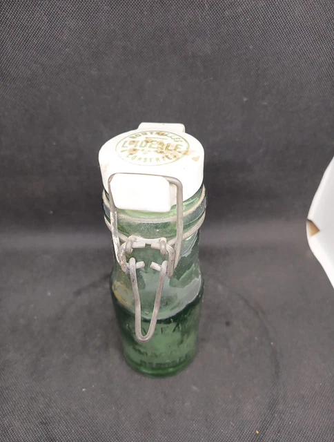 Bocal L'Ideale 1,5L Verre Bullé Avec Bouchon Porcelaine - Ancienne Bouteille Conserve