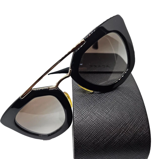 PRADA SPR 09Q 1AB-0A7 Black Gold Gray Gradient Sunglasses 49  display picture 2
