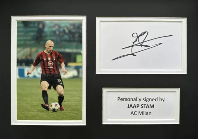 Jaap Stam Hand Signed Ac Milan A4 White Card Display + Proof + Coa 2