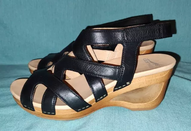 NICE Dansko Tempest Black Hollow Wedge Sandals EURO 40 Womens 9.5-10 EXCELLENT