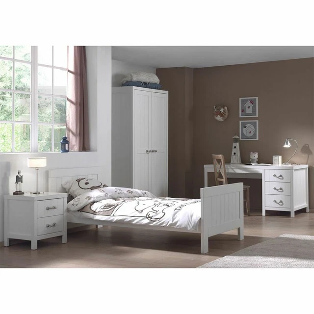 Paris Prix - Pack - Lit Enfant, Chevet, Armoire & Bureau "lewis I" Blanc