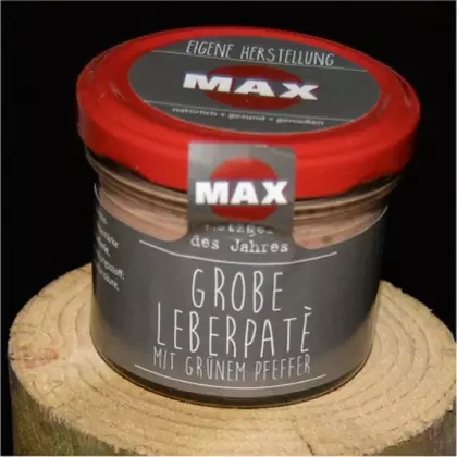 Max macellaio paté di fegato grossolano con pepe (vetro 100 g) dal macellaio dell'anno