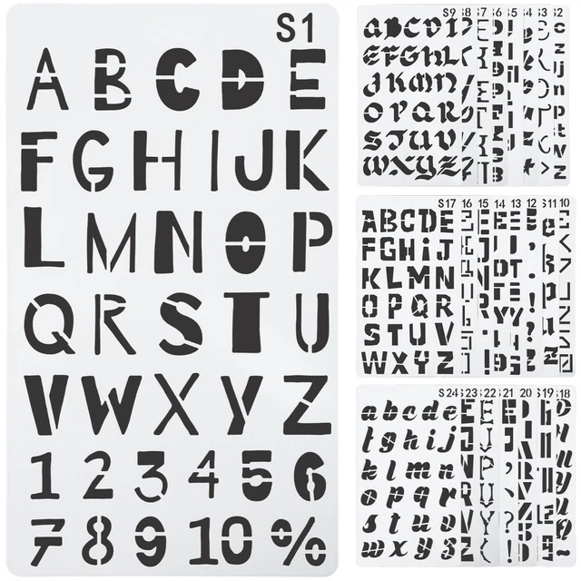 24 SHEETS HOLLOW Painting Templates Letter Cutout Stencils Drawing ...