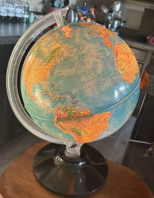 Vintage Rand McNally Physical / Political Illuminated Lighted World Globe 1982