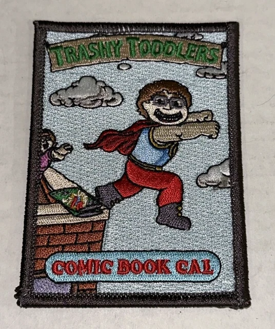 Cómic de 3"" x 4"" Cal Trashy Niños Pequeños Cubo de Basura Niños GPK Parche de Hierro Cosido