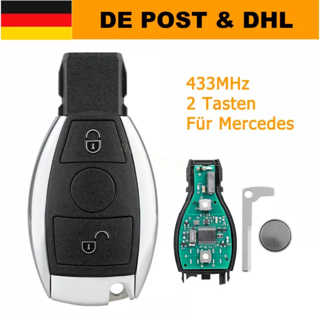 Funk Schlüssel 433MHz 2 Tasten Für Mercedes W245 W205 C204 C117 A B C E S CLK ML