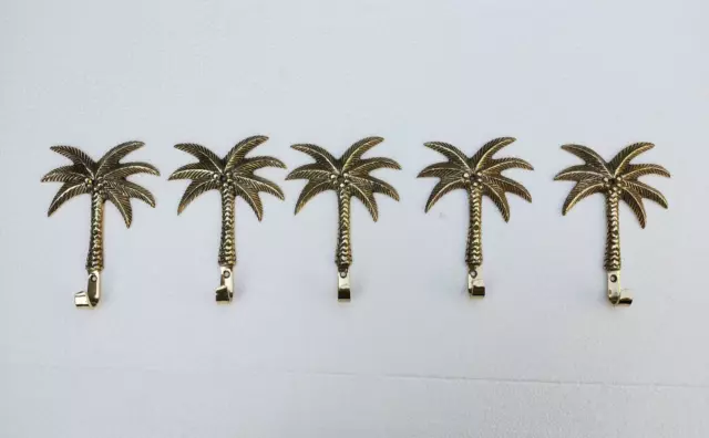 Brass Palm Tree Wall Coat Hook Bathroom Towel Door Hanger Lot of 5 Pcs au