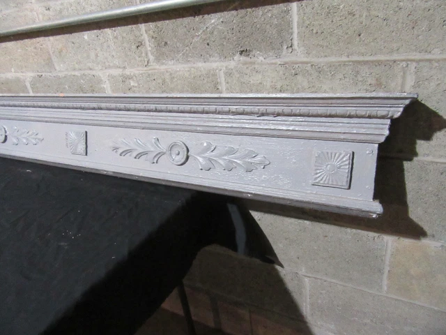 ~ ANTIQUE CARVED OAK PEDIMENT ~ 107.75 x 9.5" ~ ARCHITECTURAL SALVAGE ~ 9