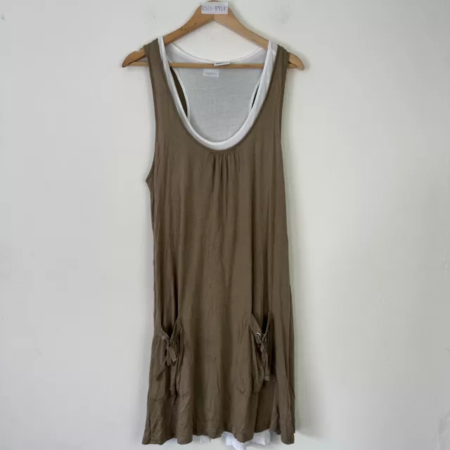 Beachtime Womens Tank Dress Brown Size 16 Scoop Neck Stretch Knee Length New