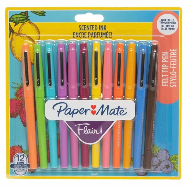 Paper Mate Flair Medium Tip Felt Tip Pen Yellow 12 Pack
