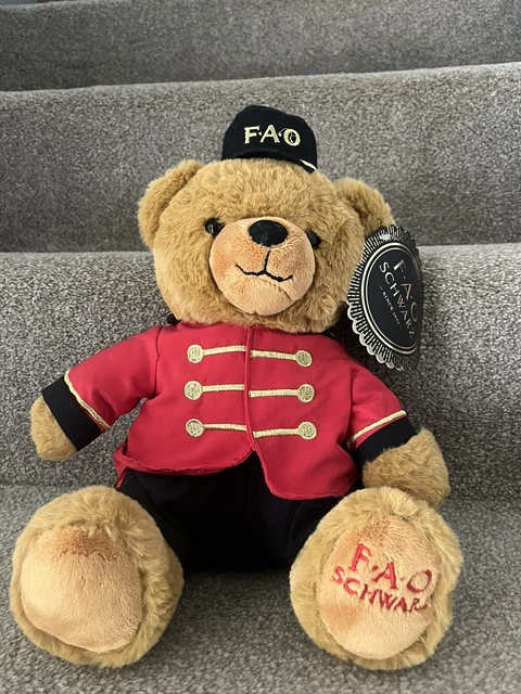 FAO SCHWARZ BEAR Teddy Plush Solider - Brand New! Red & Black £20.99 ...