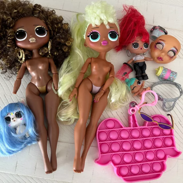 Lol Surprise Doll Lot Regal Bee, Lady Diva, Hair Goals Slice, Pop it, Ruff Raver