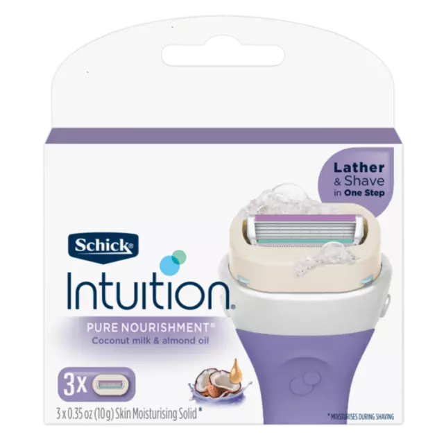 Schick Intuition Pure Nourishment Refill Pack 3 Cartridges Lather & Shave