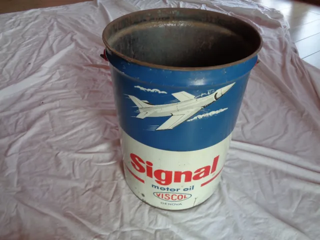 Signal Motor Oil Viscol Genova Grande Bidone Olio Epoca Vintage Oil Tin Can