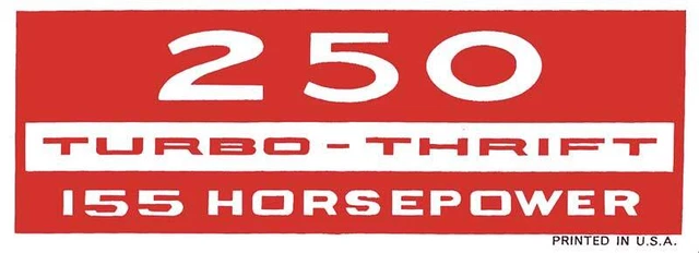 250 Turbo-Thrift 155-Horsepower Valve Cover Decal - Red and Silver