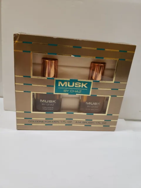 New Vintage Musk by Chaz Gift Set 1oz Cologne for Men and 1oz A.M. Splash