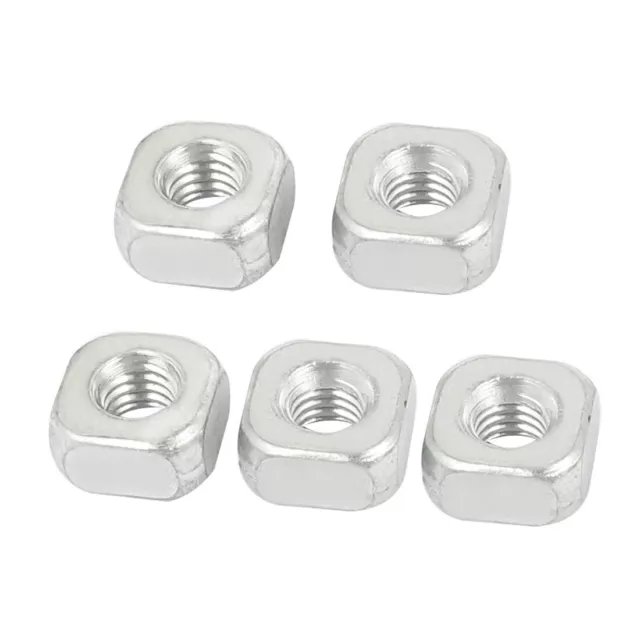 M6 x 12mm x 6mm tuercas cuadradas de metal Tono Plata 5pcs