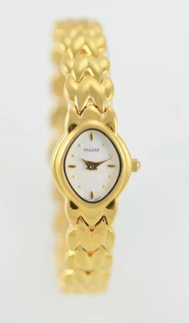 PULSAR WATCH WOMENS Date Stainless Steel Gold Battery Water