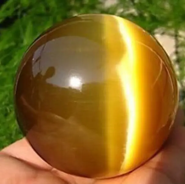 Beautiful Rare Natural Asian Quartz Cats Eye Crystal Healing Ball Sphere 40mm