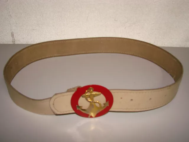 Ancien ceinturon militaire de marine cuir - Ceinture