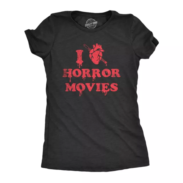 Womens I Heart Horror Movies T Shirt Funny Bloody Scary Movie Lovers Tee For