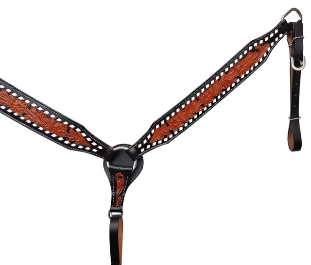 Circle Y Collier de poitrine droit classique et lisse pour cheval Noir 3,8 cm