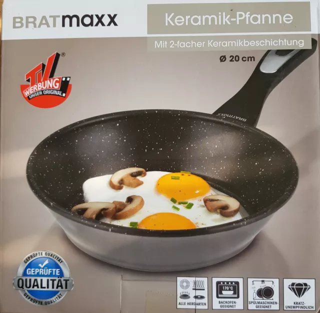 Bratmaxx Keramik - Pfanne  Bratpfanne  20cm x 5cm  für Induktion Gas Strom