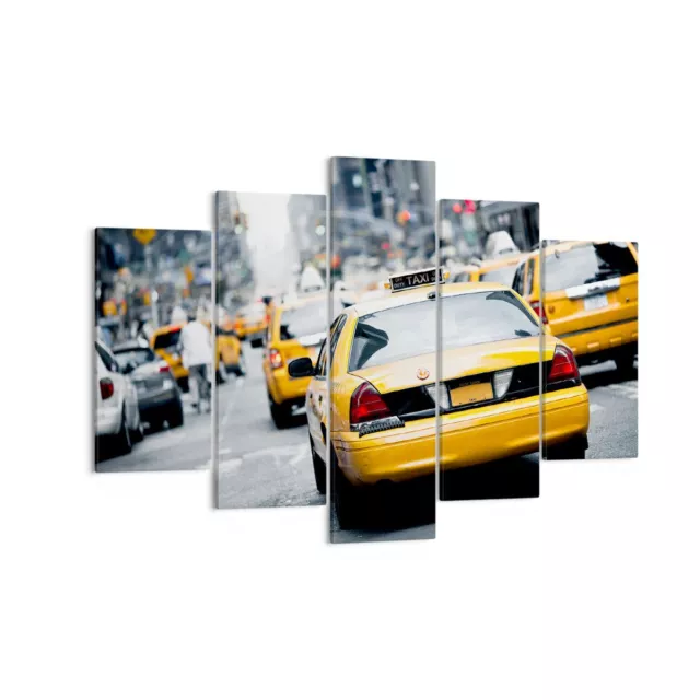 Wandbilder 150x100cm 5 tlg Leinwandbild Taxi Stra�e New York XXL Bilder