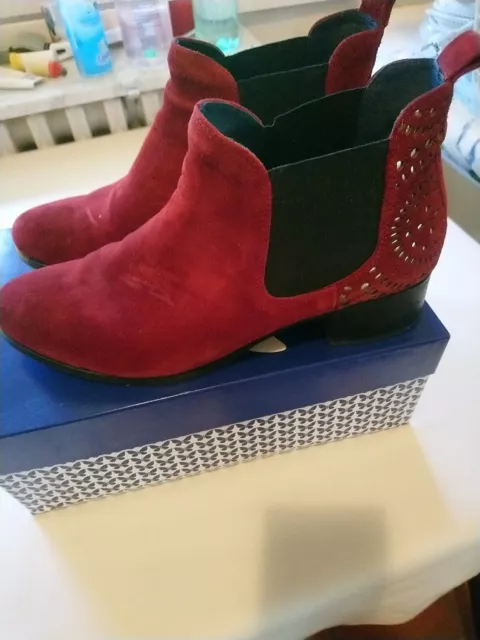 Bottines Cuir Nubuck Rouge Pintodiblu Pointure 40