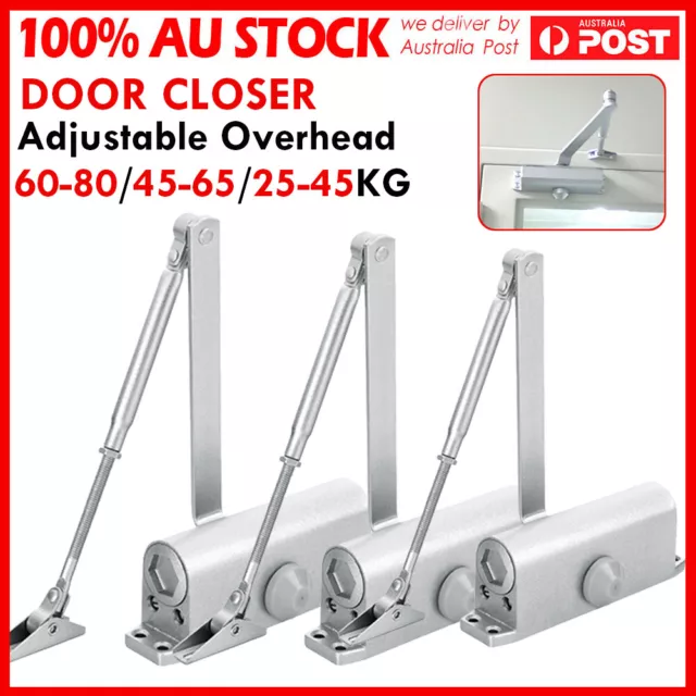 Adjustable Automatic Fire Rated Door Closer Hold Open Overhead For 25-80KG AU