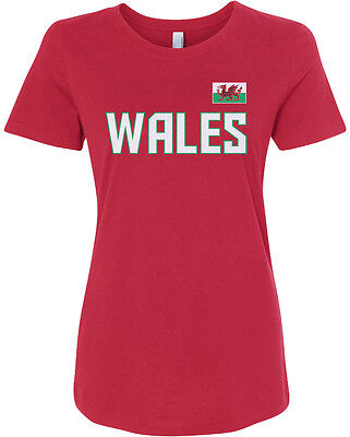 Threadrock Women's Wales National Team T-shirt Welsh Soccer Flag