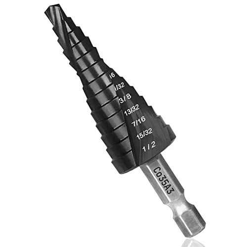 Step Drill Bits for Metal, 1/8 to 1/2, Cobalt Bit, Heavy Duty for Stainless S...