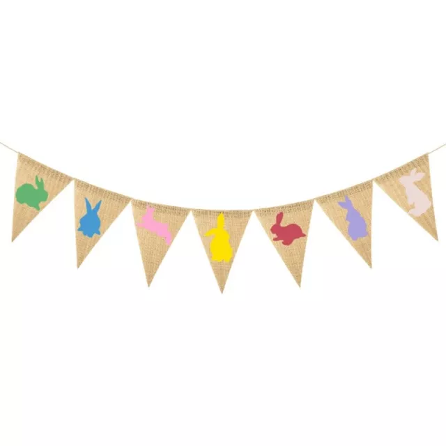 Easter Rabbit for Garland Linen Pennant Wall Bunting Flag D