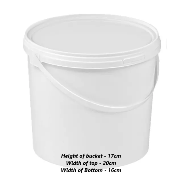 3 Litre Plastic Buckets with Lids and Strong Handles - Pack of 5