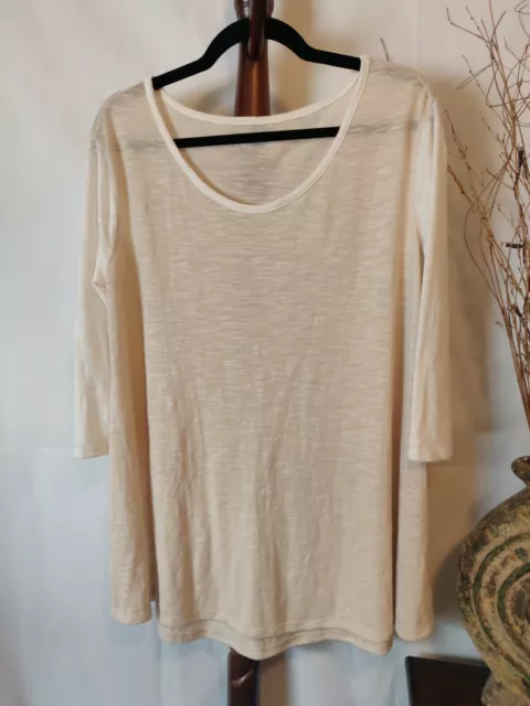 Liz Lange women's maternity size M sheer top tan scooop neck 3/4 sleeve EUC