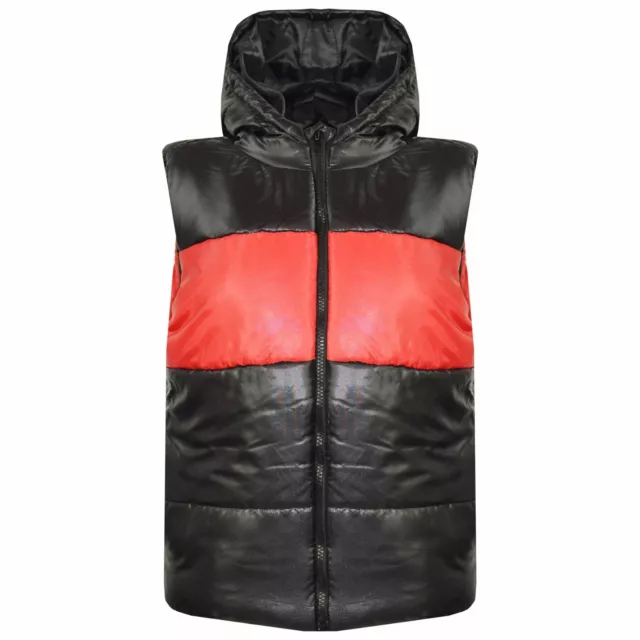 Contrasto Pannello Gilet Nero Ragazze senza Maniche con Cappuccio Giacche 5-13