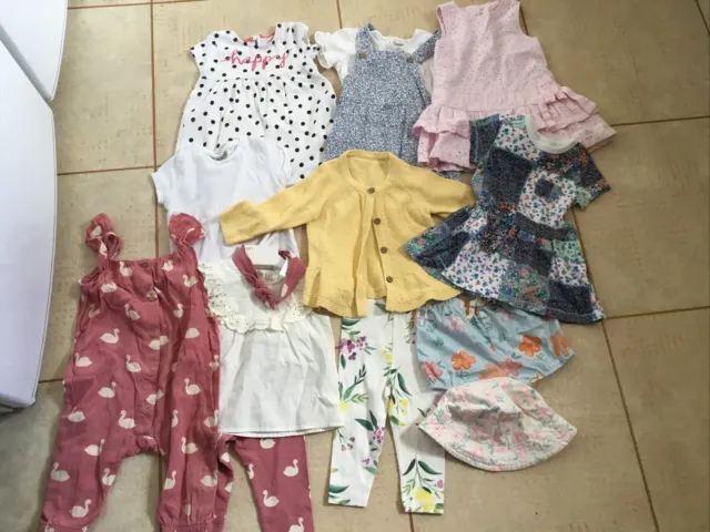 Baby Girls Clothes Summer Bundle 6-9 Month Holiday Job Lot Dress Shorts Tops Hat