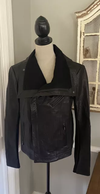 VEDA Black Max Classic Leather Jacket Women’s Large