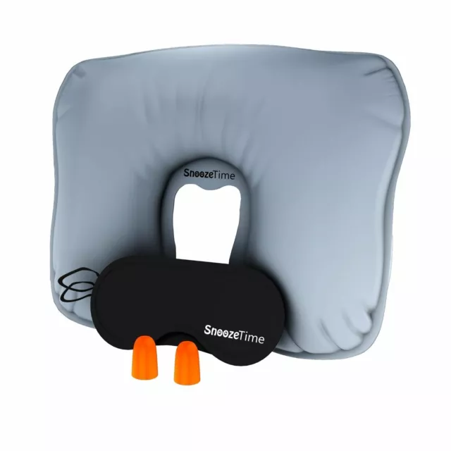 Neck Pillow Travel Inflatable, Full Sleep Set By Snooze Time - Includes Premium