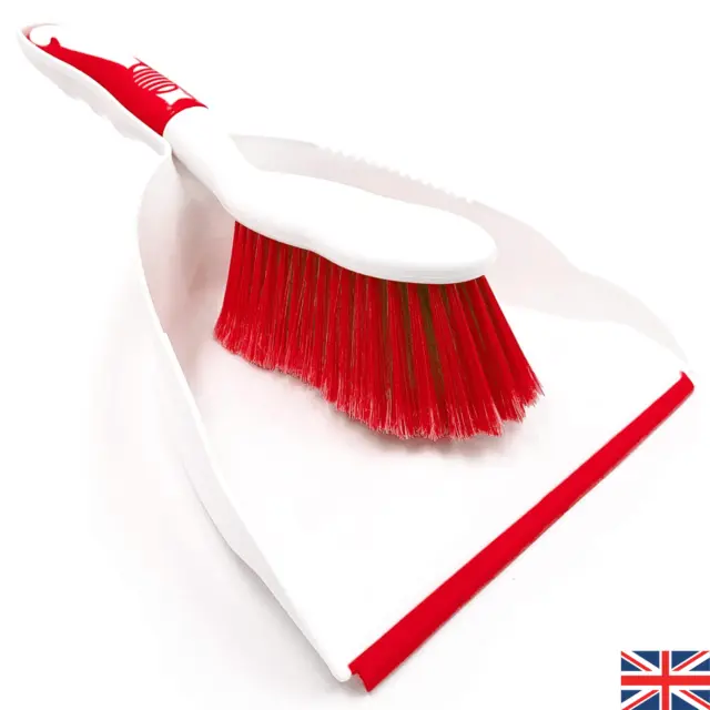 Juego de sartén y cepillo en rojo para sartén de polvo casera limpieza de pisos