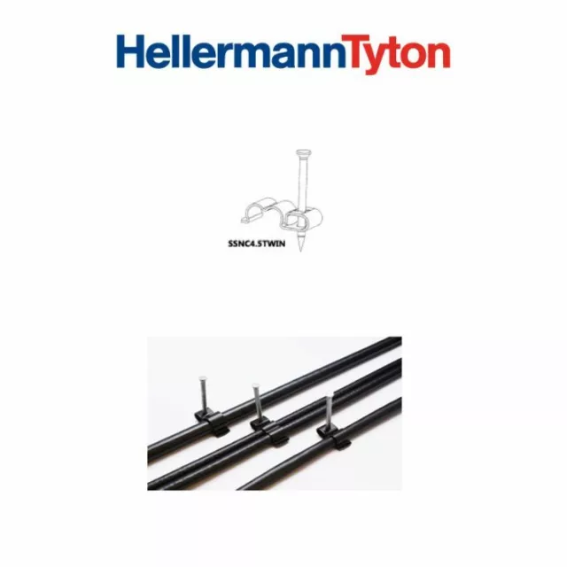 20 x Black Metal Cable Clips HellermannTyton Twin 4.5mm Shotgun WF65/CT63