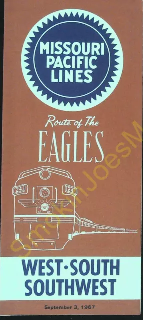 Vintage Train Schedules Missouri Pacific Lines Route of the Eagles Sept 3 1967