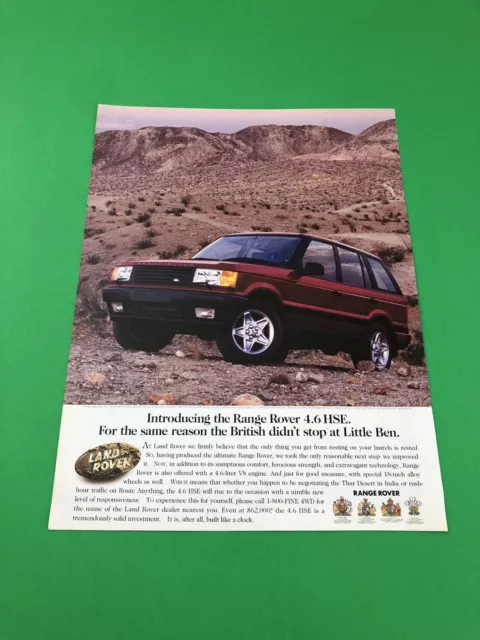 1989 1990 1991 1992 1993 1994 Range Rover Original Print Ad Advertisement B43