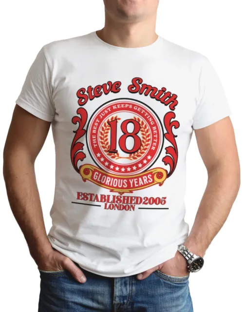 Personnalisé 18th Anniversaire T-Shirt Meilleur Cadeau pour Lui Haut Nom Lieu