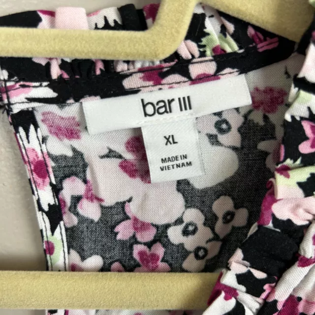 BAR III DRESS Women's XL Floral Print Tie Waist Mini V-Neck Purple ...