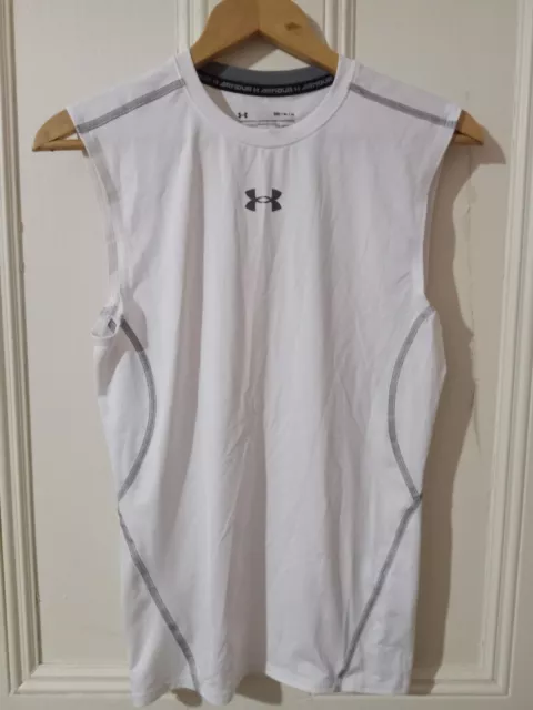 Men's Under Armour HeatGear Compression Sleeveless Tank Top White Medium