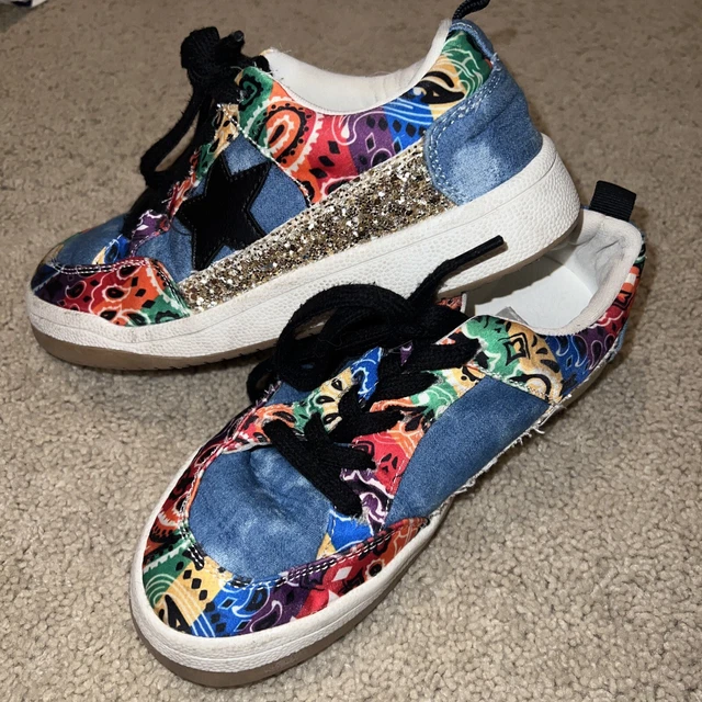 Steve Madden With Gold Glitter JGoody Tennis Shoes,  3 - Rainbow Bandana