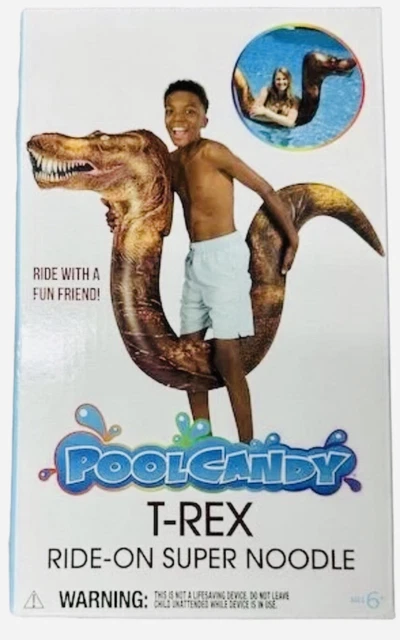 POOL CANDY T-REX Ride-On Super Inflatable Pool Noodle Ages 6+ NEW $19. ...